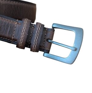 Men’s Genuine Leather Belt Brown Size 40 Metal Buckle Casual Dress”
